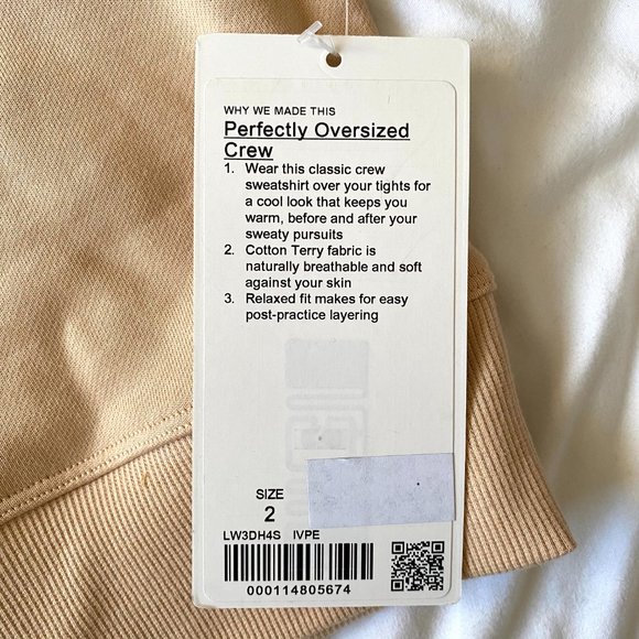 Lululemon Perfectly Oversized Crew Ivory Peach - Picture 8 of 12